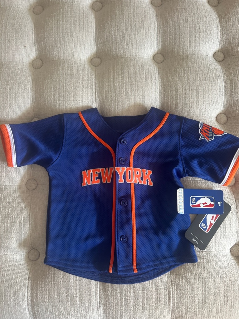NBA New York Kids Blue and Orange Button Front Jersey